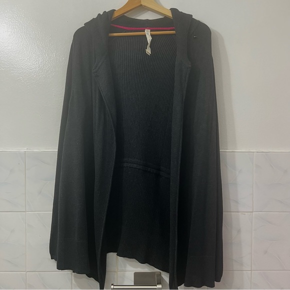 Lululemon Wrap Cardigan Hoodie Sweater Gray 8 Thumb Hole Athleisure Travel Yoga - Picture 4 of 11
